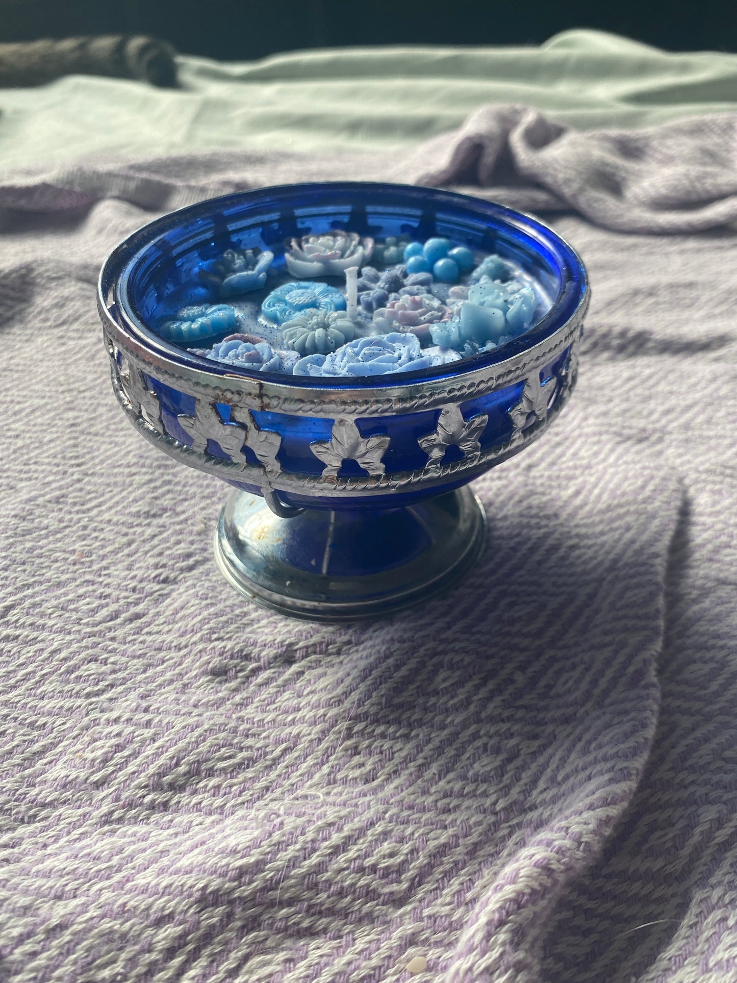 Blue chalice candle