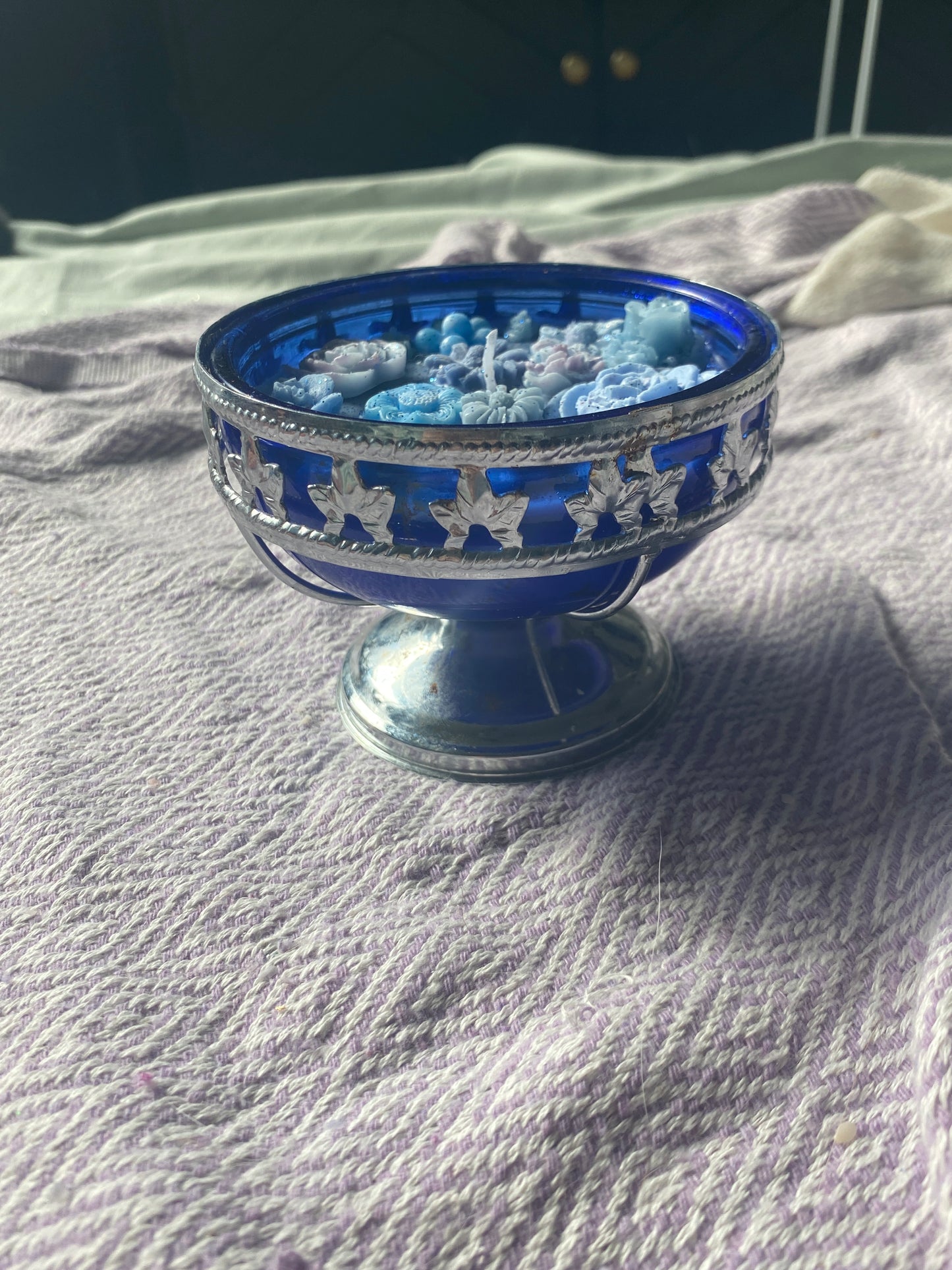 Blue chalice candle