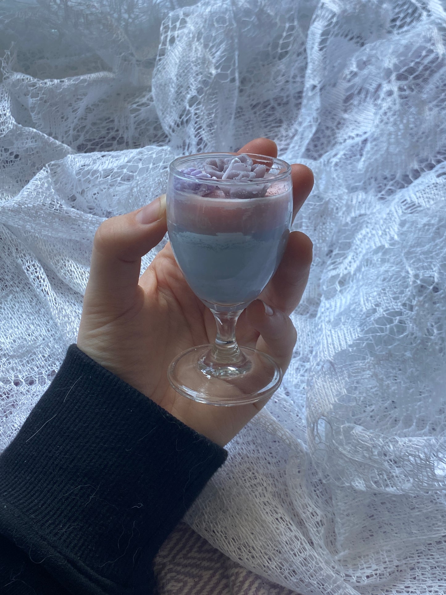Mini glass candle | pink & blue