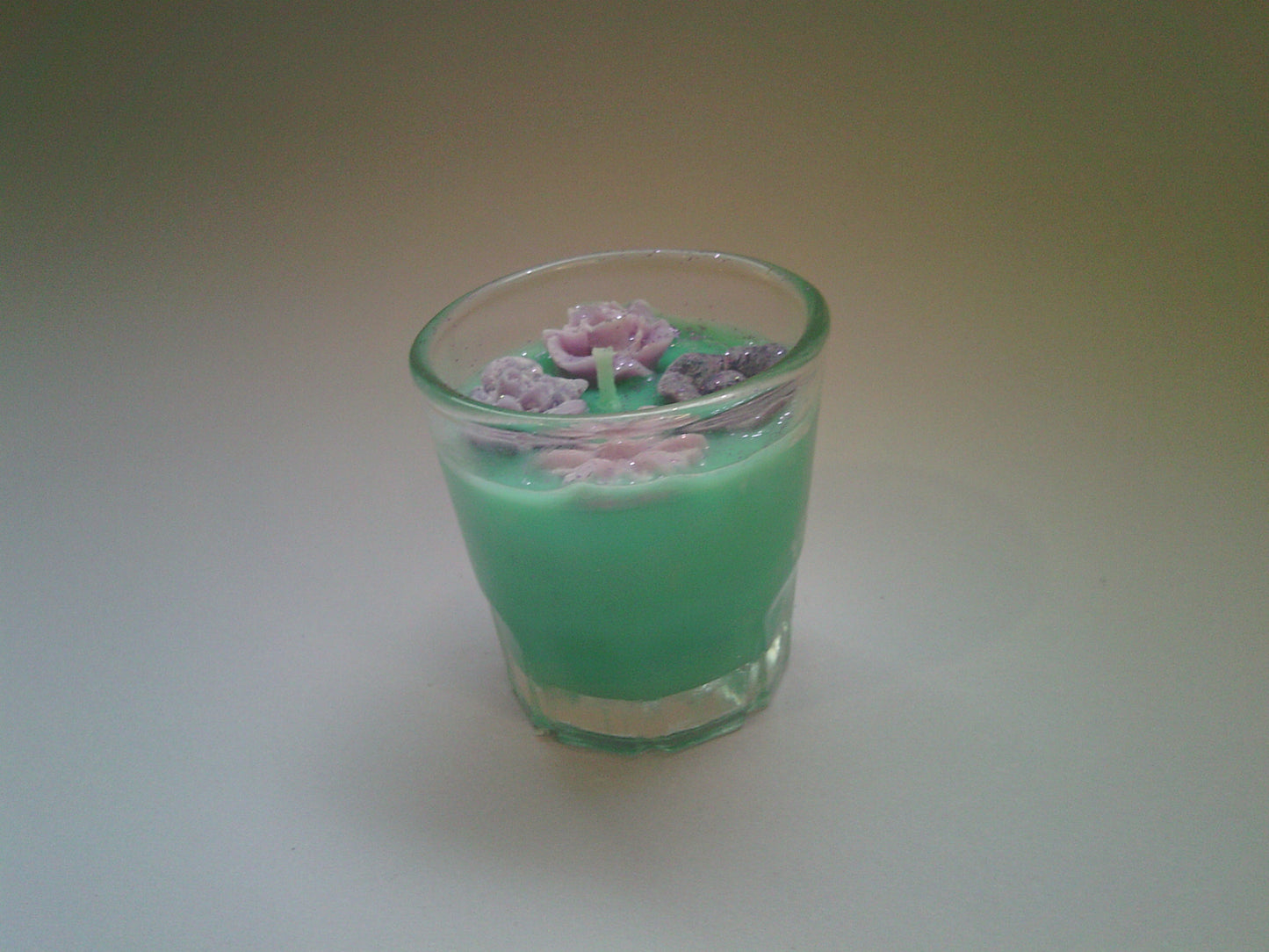 Glass cup candle | Green & purple