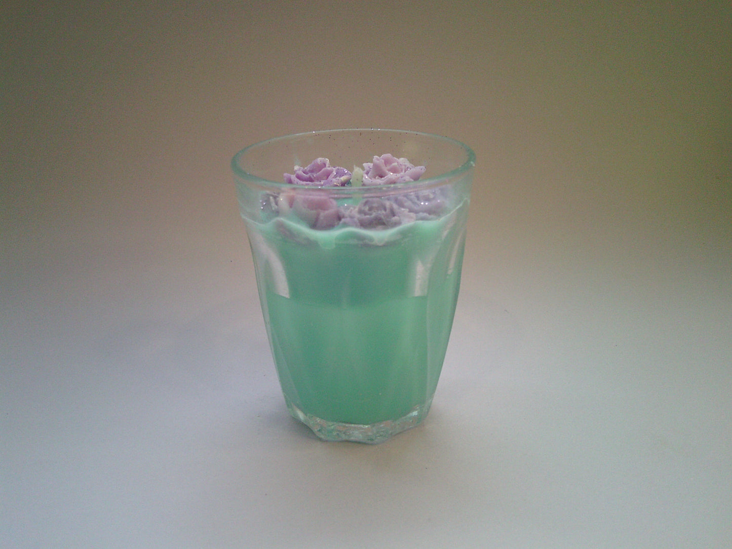 Glass cup candle | Green & purple