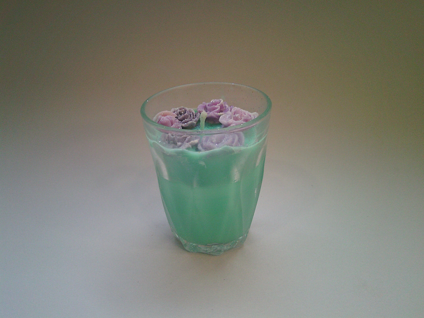 Glass cup candle | Green & purple