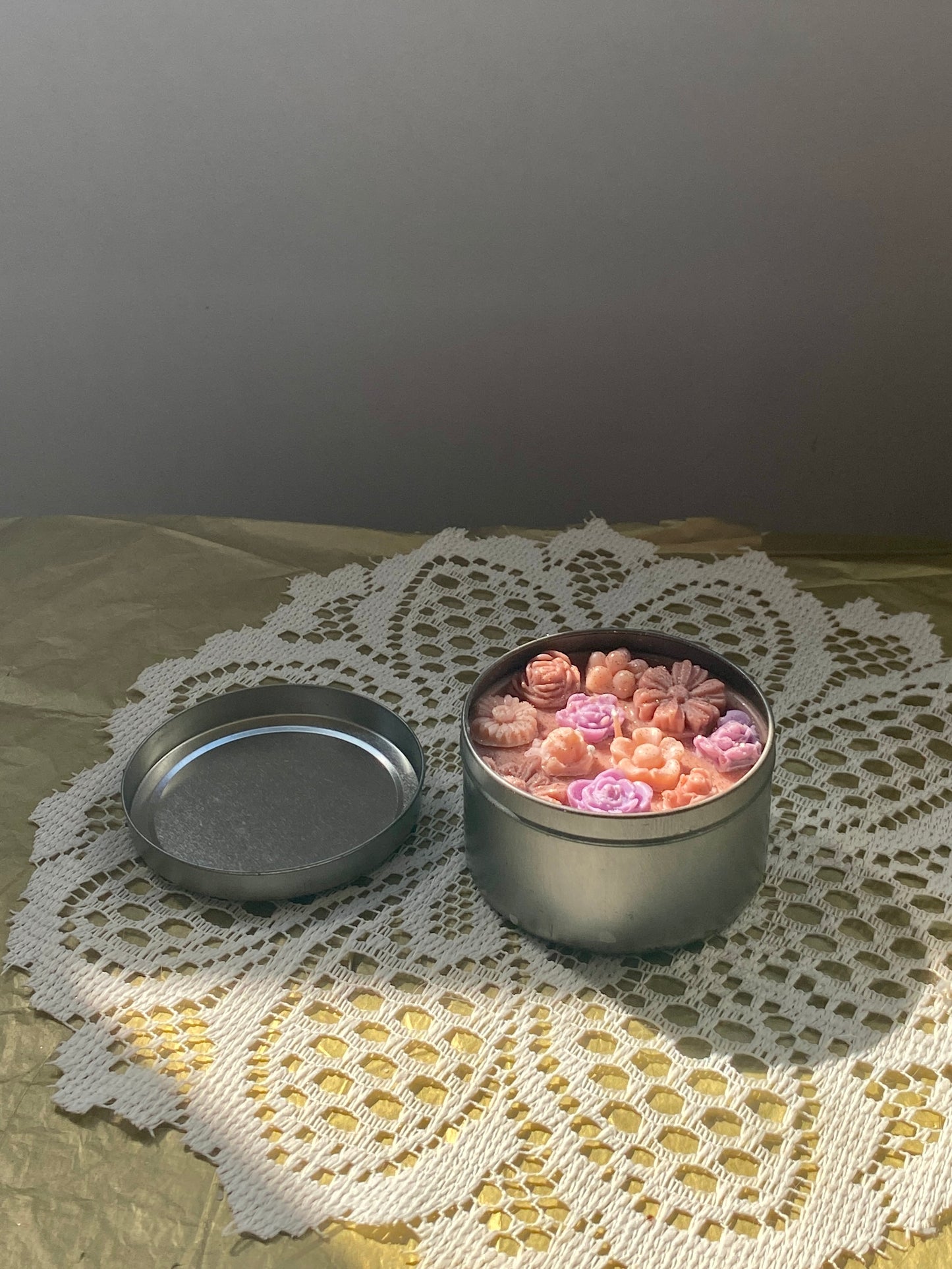 Tin candle | Orange & pink