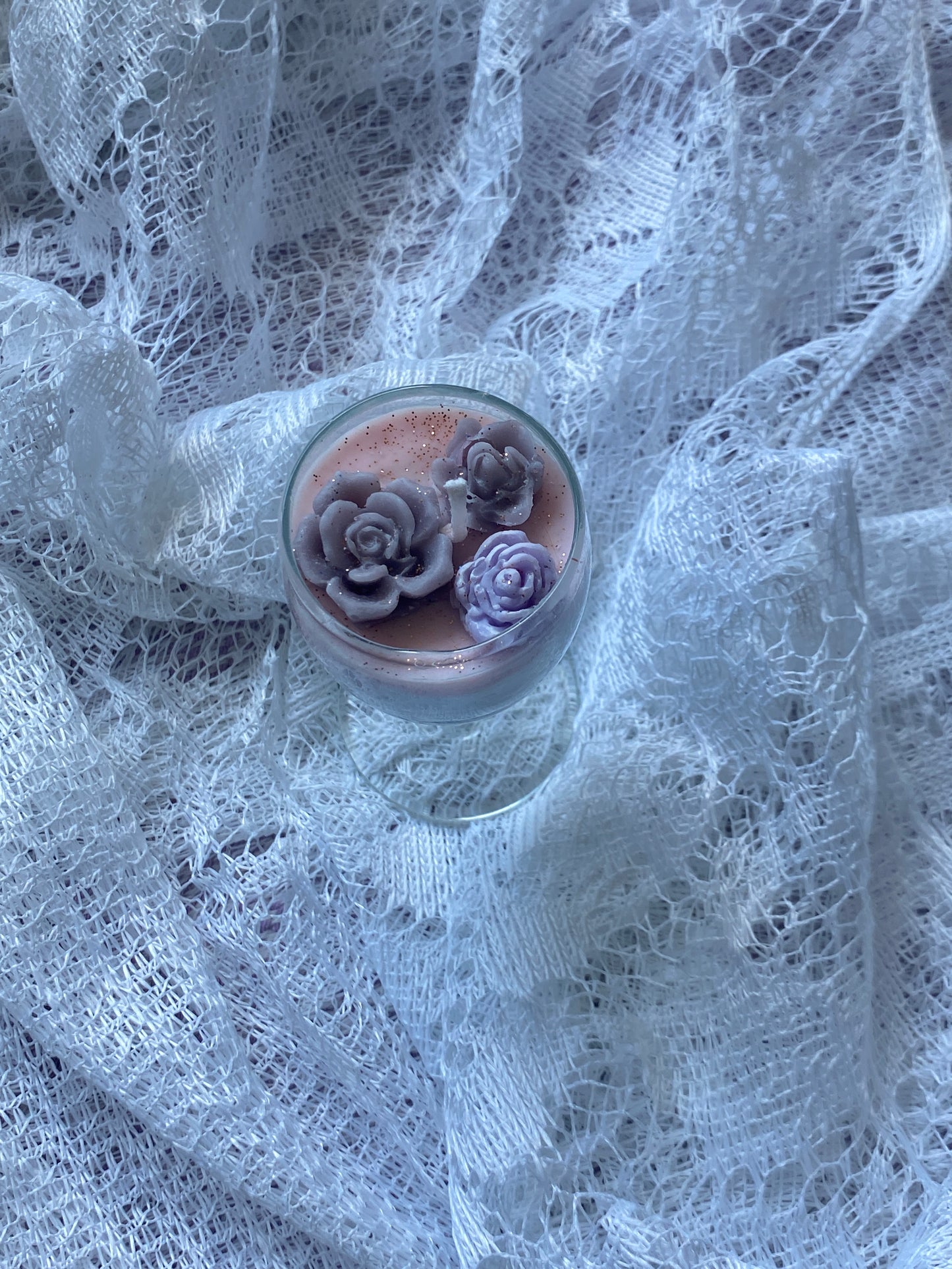 Mini glass candle | pink & blue