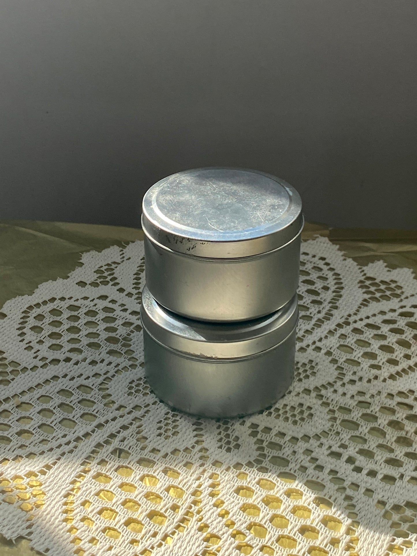 Tin candle | Green & blue