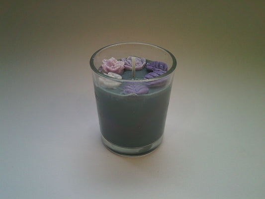 Glass mini candle | Grey & purple