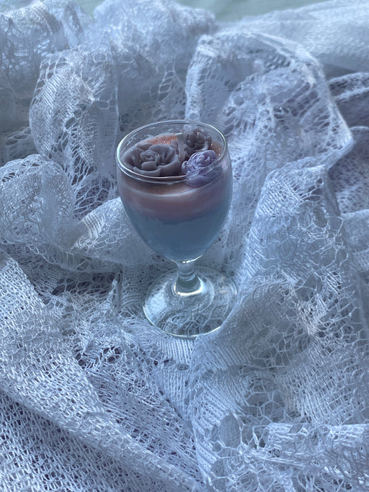 Mini glass candle | pink & blue