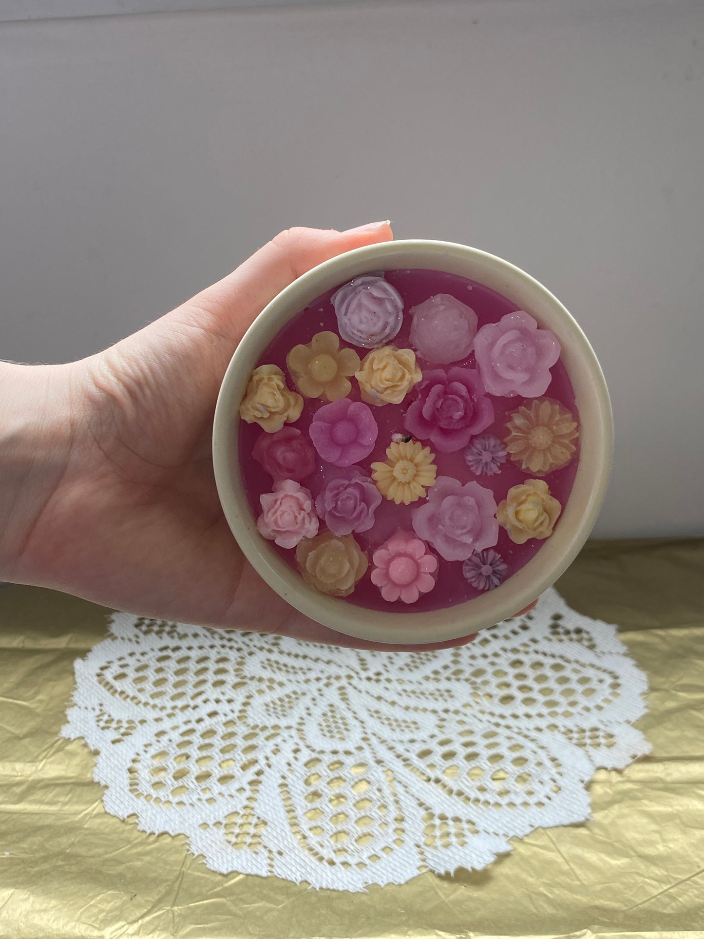 Yellow ceramic candle